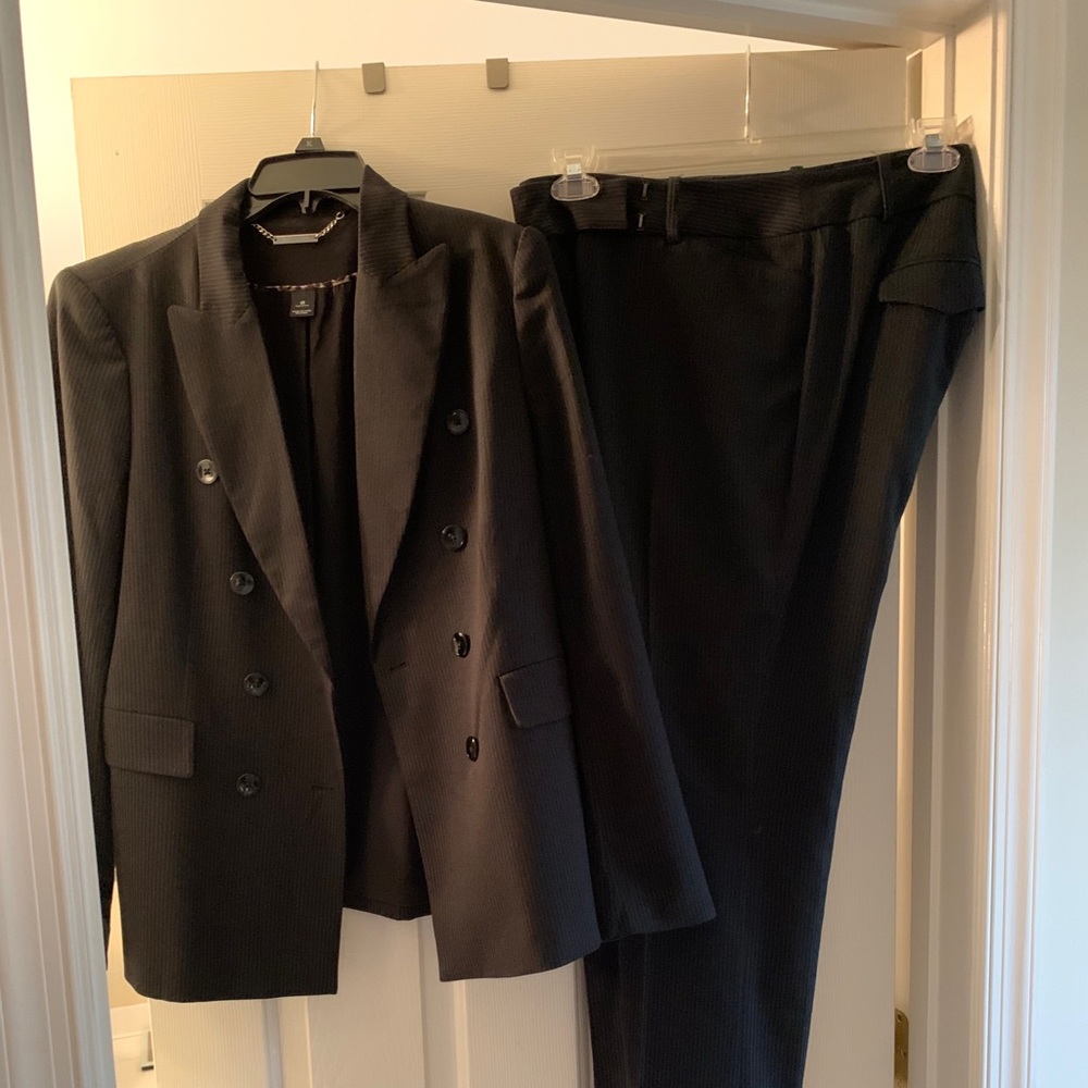 White House Black Market black pin striped suit.